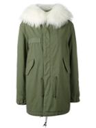 Mr & Mrs Italy Hood Detail Parka Coat, Women's, Size: Small, Green, Cotton/lamb Skin/racoon Fur