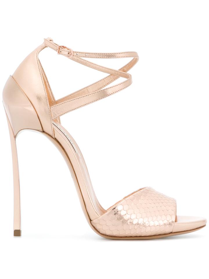 Casadei Snake-effect Sandals - Metallic