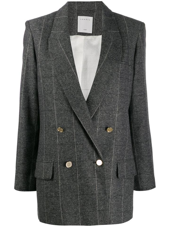 Sandro Paris Double-breasted Blazer - Grey