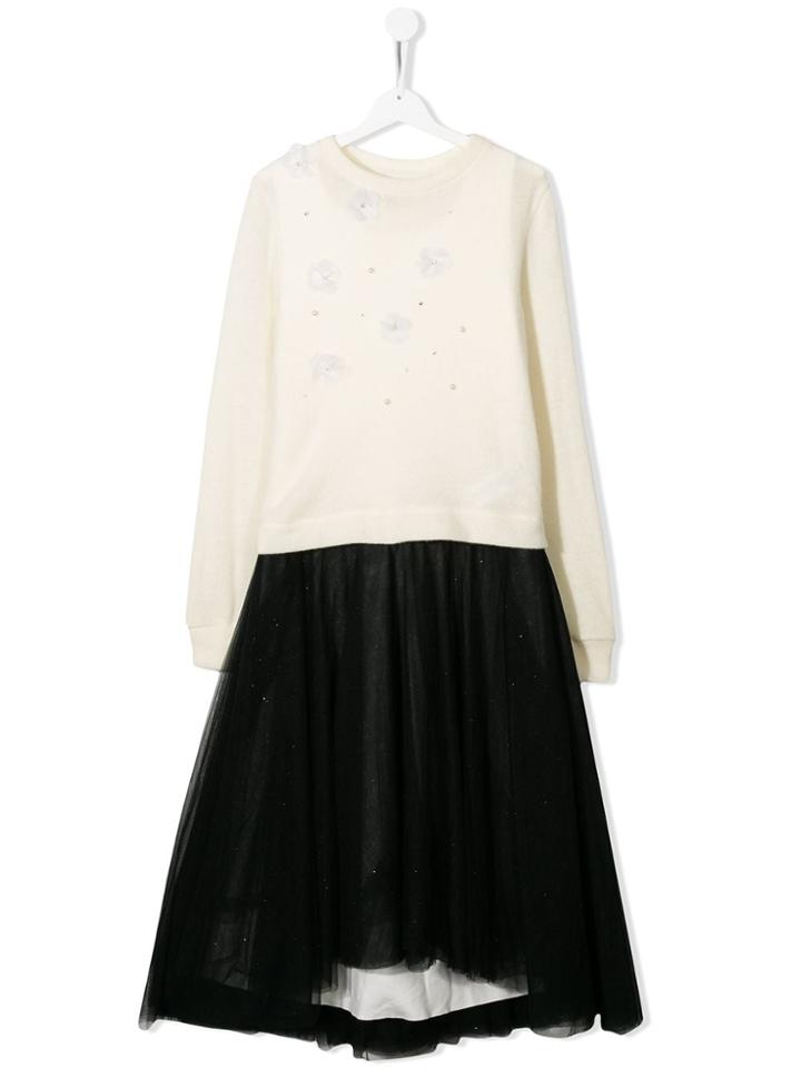 Lapin House Teen Contrast Sweater Dress - Black