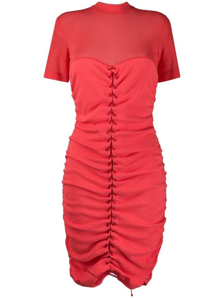 Unravel Project Lace-up Midi Dress - Red