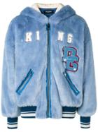 Dolce & Gabbana Faux-fur Hooded Bomber Jacket - Blue