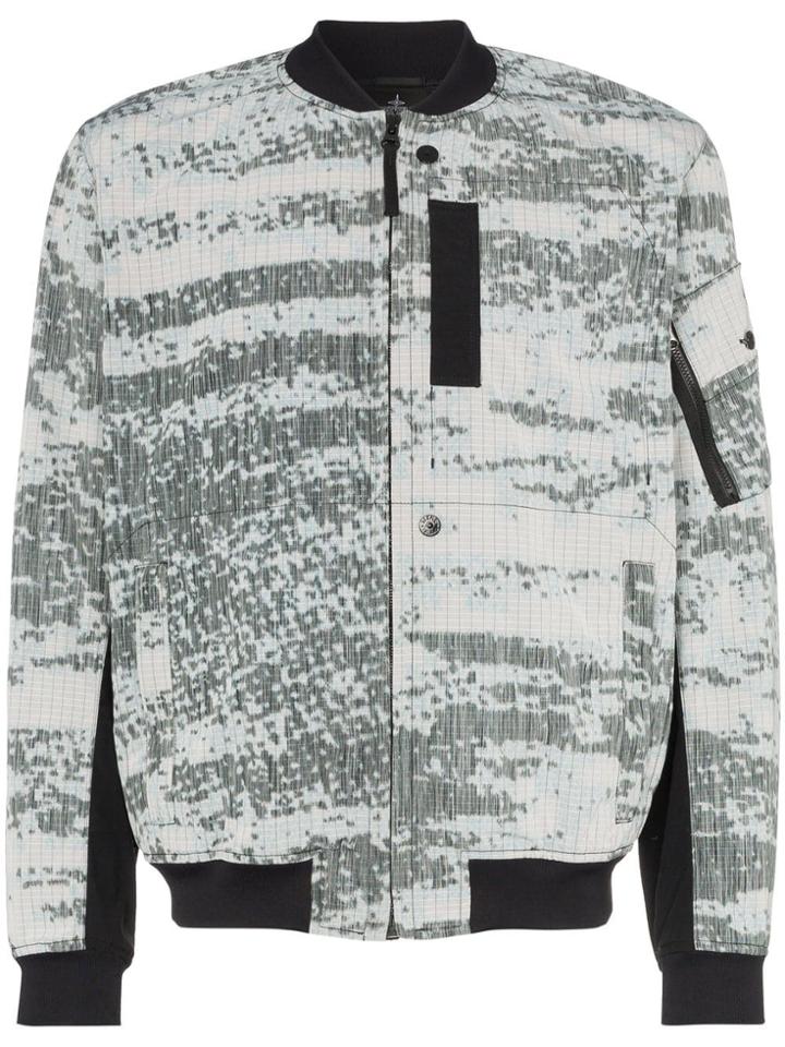 Stone Island Shadow Project Printed Zip Up Bomber Jacket - Grey