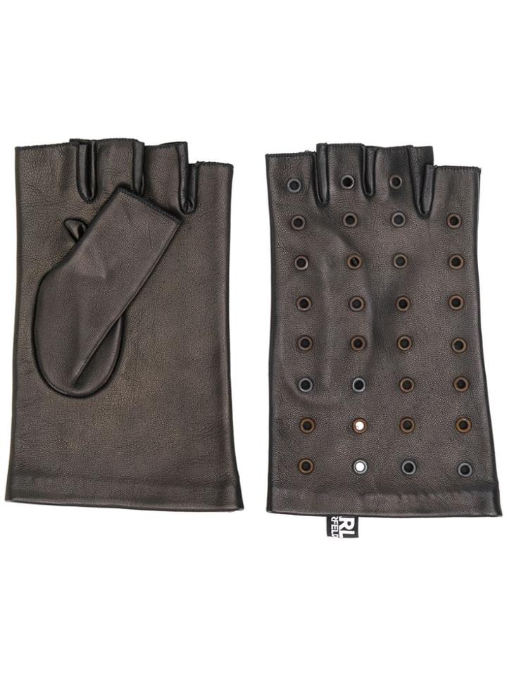 Karl Lagerfeld Eyelet Appliqué Gloves - Black