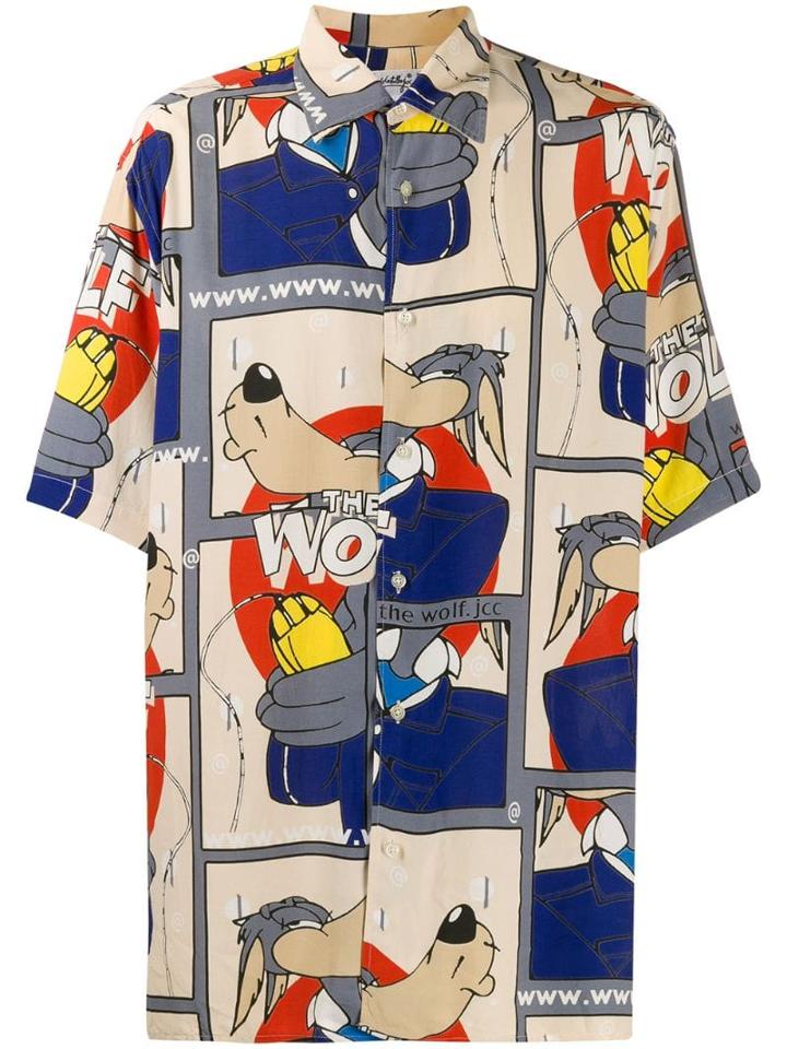 Jc De Castelbajac Pre-owned The Wolf Oversized Shirt - Blue