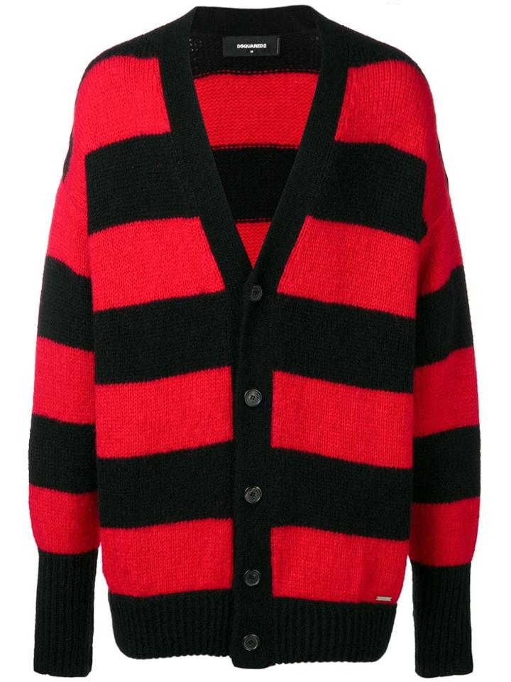 Dsquared2 Horizontal Stripes Cardigan - Black