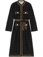 Gucci Tweed Coat With Decorative Trim - Black