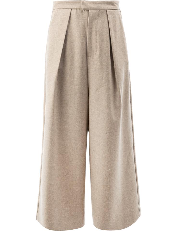 Edward Crutchley Wide Leg Cropped Pants - Brown