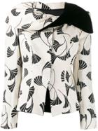 Giorgio Armani Pre-owned 1990s Floral Print Draped Neck Jacket - White