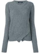 Roberto Collina Wrap Effect Cable Knit Jumper, Women's, Size: Large, Grey, Nylon/camel Hair/merino
