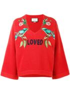 Gucci - Loved Bird Embroidered Top - Women - Wool - M, Red, Wool