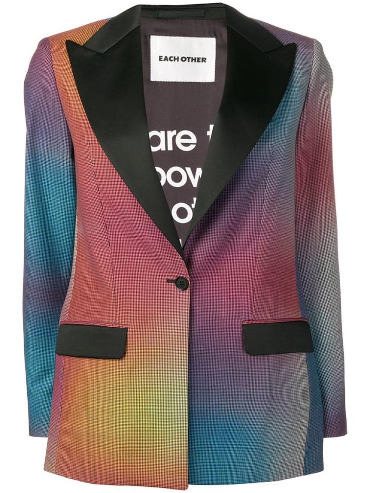 Each X Other Houndstooth Sprayed Tuxedo Blazer - Black