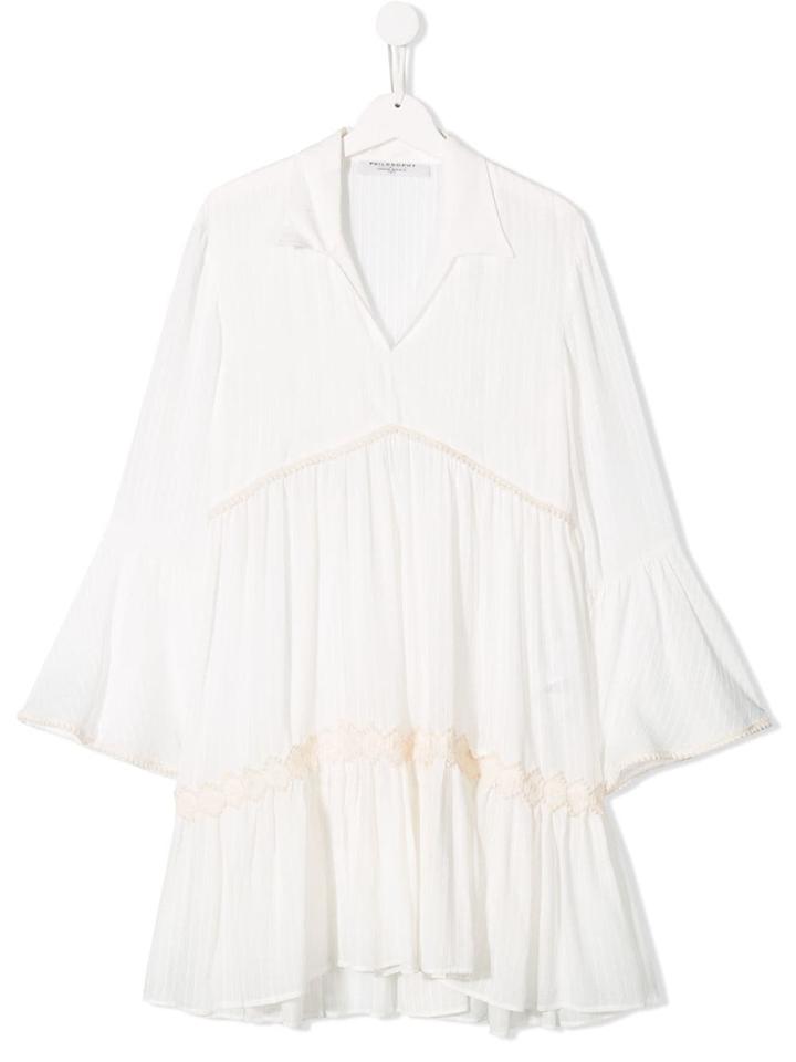 Philosophy Di Lorenzo Serafini Kids Teen Flared Sheer Dress - White