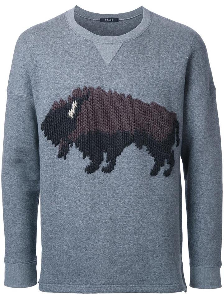 Taakk Bull Motif Sweatshirt, Men's, Size: 1, Grey, Cotton