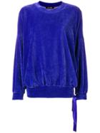 Styland Plain Velvet Sweatshirt - Blue
