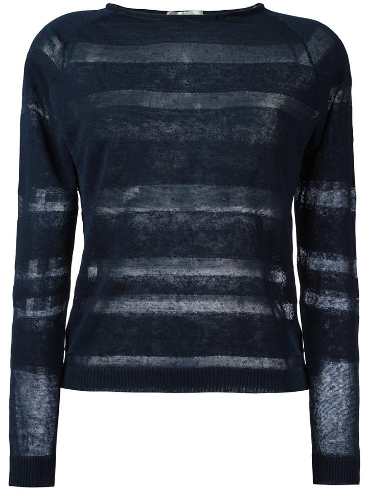 Zanone - Striped Fitted Jumper - Women - Linen/flax/polyamide - 46, Blue, Linen/flax/polyamide