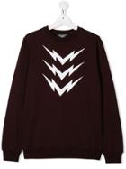 Neil Barrett Kids Lightening Print Sweatshirt - Red