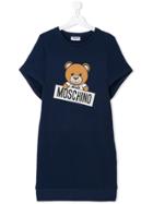 Moschino Kids Teen Teddy Bear Print Dress - Blue