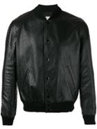 Saint Laurent Textured Leather Bomber Jacket - Black
