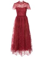 Marchesa Notte Flared Lace-embroidered Dress