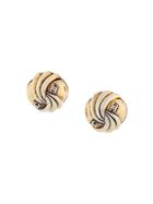 Chanel Vintage Cc Swirl-effect Earrings - Metallic