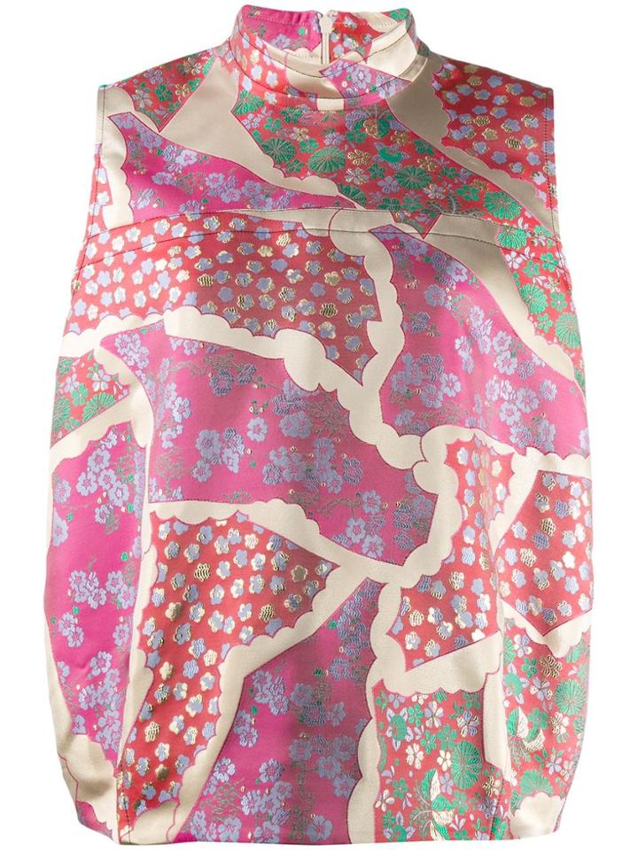 Marni Brocade High Neck Top - Pink
