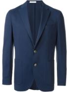 Boglioli Notched Lapel Blazer, Men's, Size: 56, Blue, Cotton/cupro