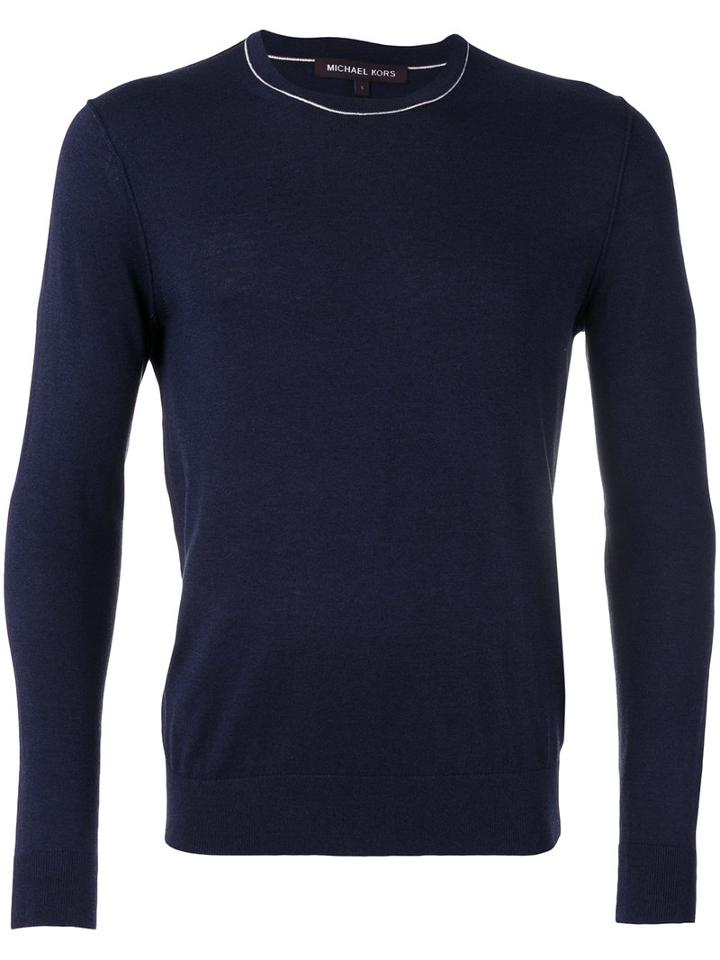 Michael Kors Crew Neck Sweater, Men's, Size: Medium, Blue, Silk/cotton
