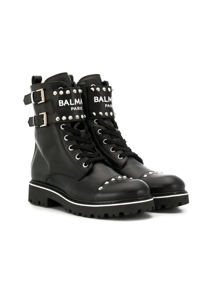 Balmain Kids Teen Combat Boots - Black