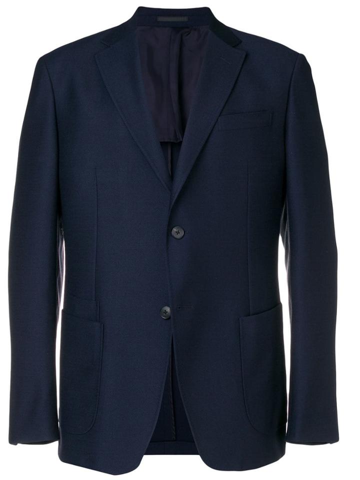 Z Zegna Plain Single Breasted Blazer - Blue