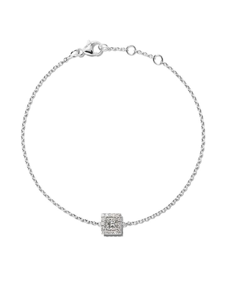 De Beers 18kt White Gold My First De Beers Aura Princess Cut Diamond