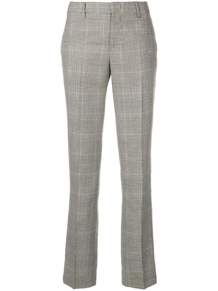 Pt01 Checked Tailored Trousers - White
