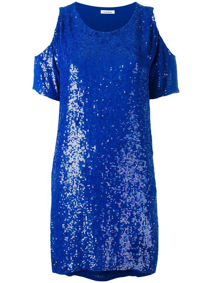 P.a.r.o.s.h. Cold Shoulder Sequin Top, Women's, Size: Xs, Blue, Viscose/pvc