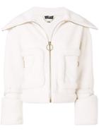 Elisabetta Franchi Wide Lapel Zipped Jacket - White