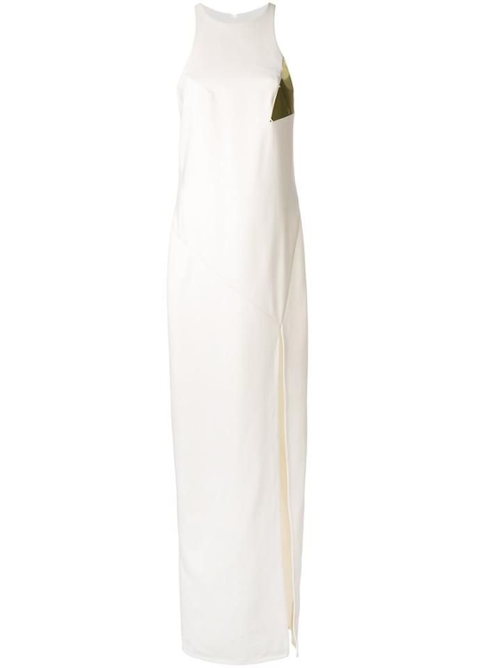 Jay Ahr Gold-tone Detail Slit Dress, Women's, Size: 40, White, Wool