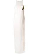 Jay Ahr Gold-tone Detail Slit Dress, Women's, Size: 40, White, Wool
