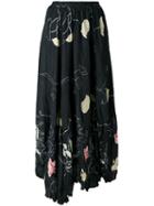 Forte Forte Long Floral Skirt, Women's, Size: I, Black, Silk