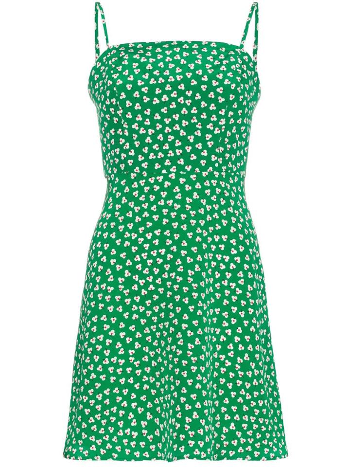 Hvn Nora Floral Print Mini Dress - Green
