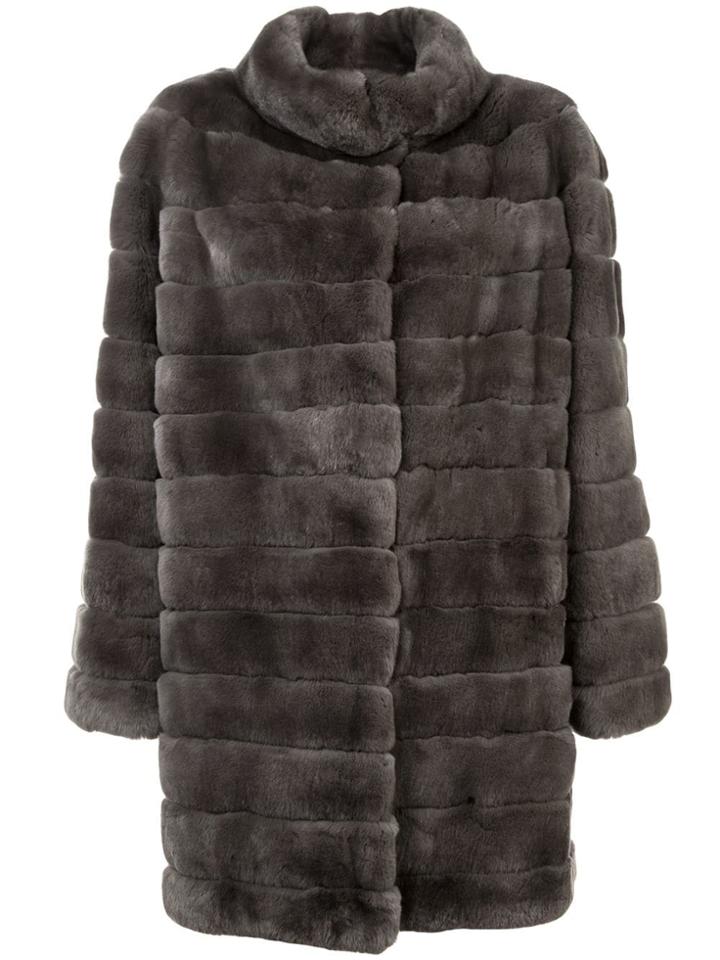 Yves Salomon Rabbit Fur Coat - Grey