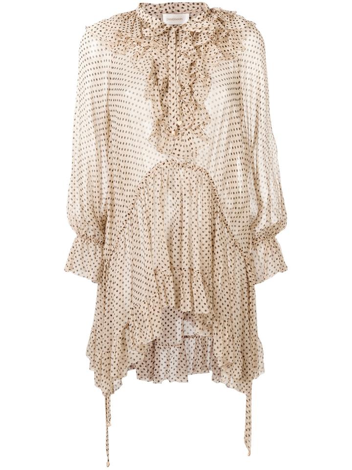 Zimmermann Spotted Pussy Bow Blouse - Nude & Neutrals