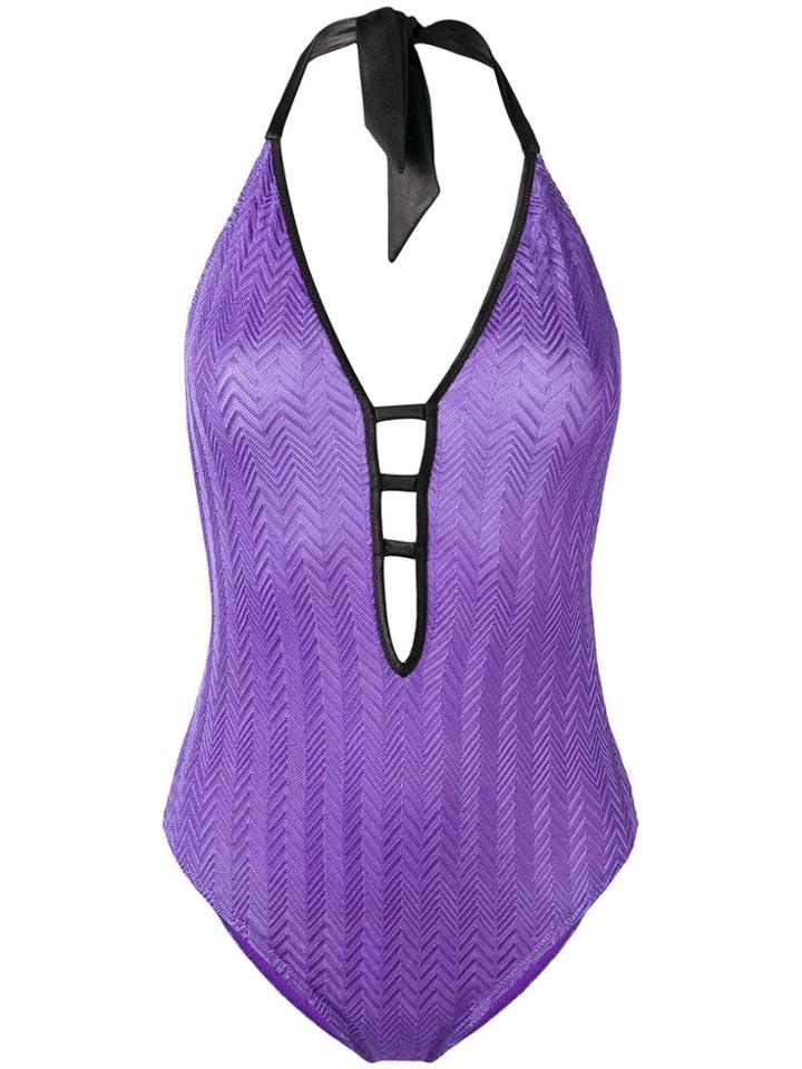 Missoni Embroidered Halter-neck One-piece - Purple