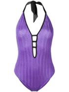 Missoni Embroidered Halter-neck One-piece - Purple