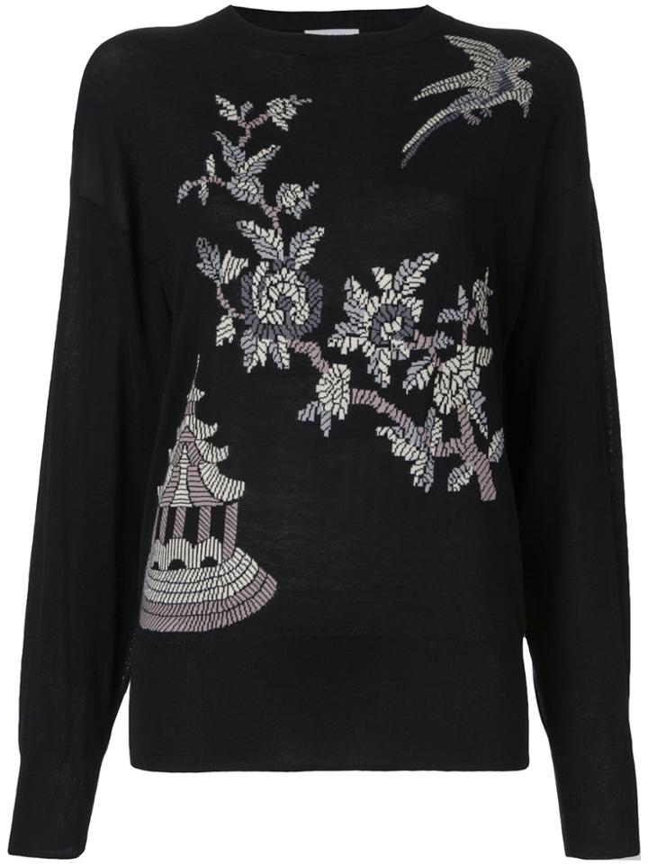 Ms Min Floral Pattern Jumper - Black