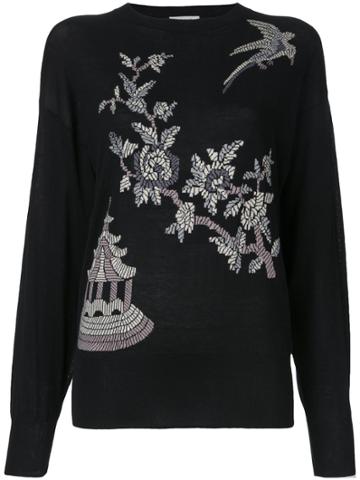 Ms Min Floral Pattern Jumper - Black