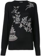 Ms Min Floral Pattern Jumper - Black