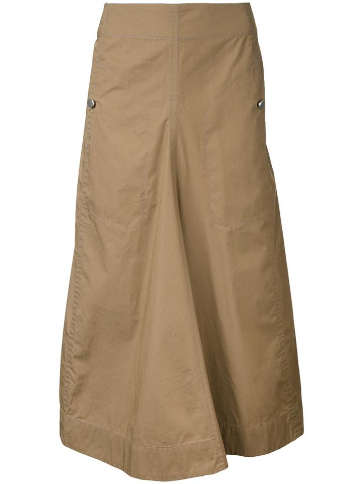 Lemaire - Long Flared Skirt - Women - Cotton/polyurethane - 36, Brown, Cotton/polyurethane