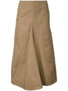 Lemaire - Long Flared Skirt - Women - Cotton/polyurethane - 36, Brown, Cotton/polyurethane