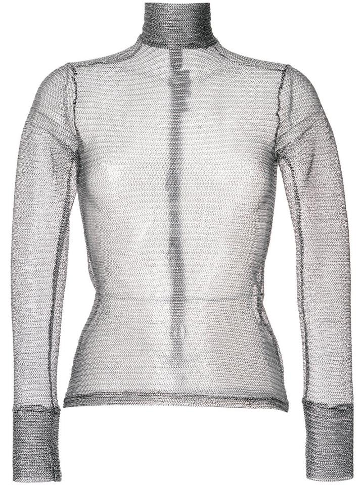 Gloria Coelho - Sheer Blouse - Women - Cotton/polyester/spandex/elastane - M, Grey, Cotton/polyester/spandex/elastane