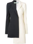 Off-white - Pinstriped Asymmetric Dress - Women - Viscose/wool - M, Women's, Black, Viscose/wool