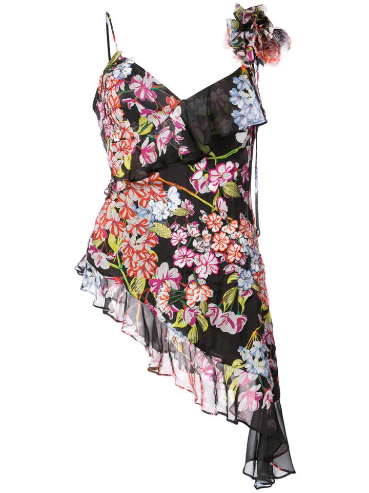 Josie Natori Hokkaido Blossom Embroidered Blouse - Black